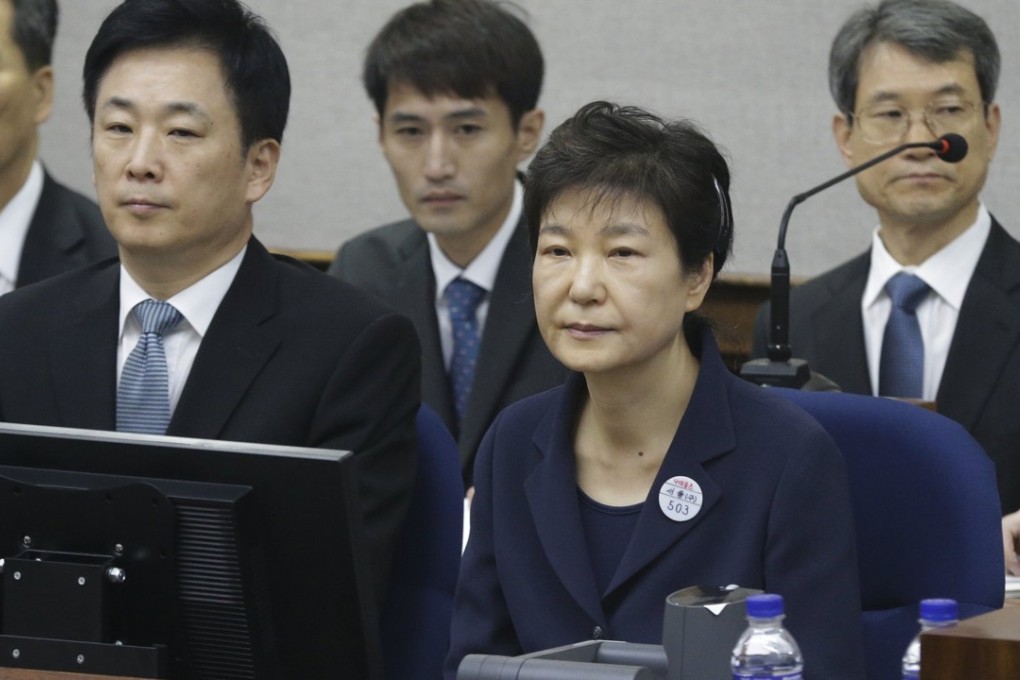 Former South Korean President Park Geun-hye at her trial in the Seoul Central District Court on May 23, 2017 where she was found guilty of abuse of power and coercion. Photo: EPA-EFE/Pool
