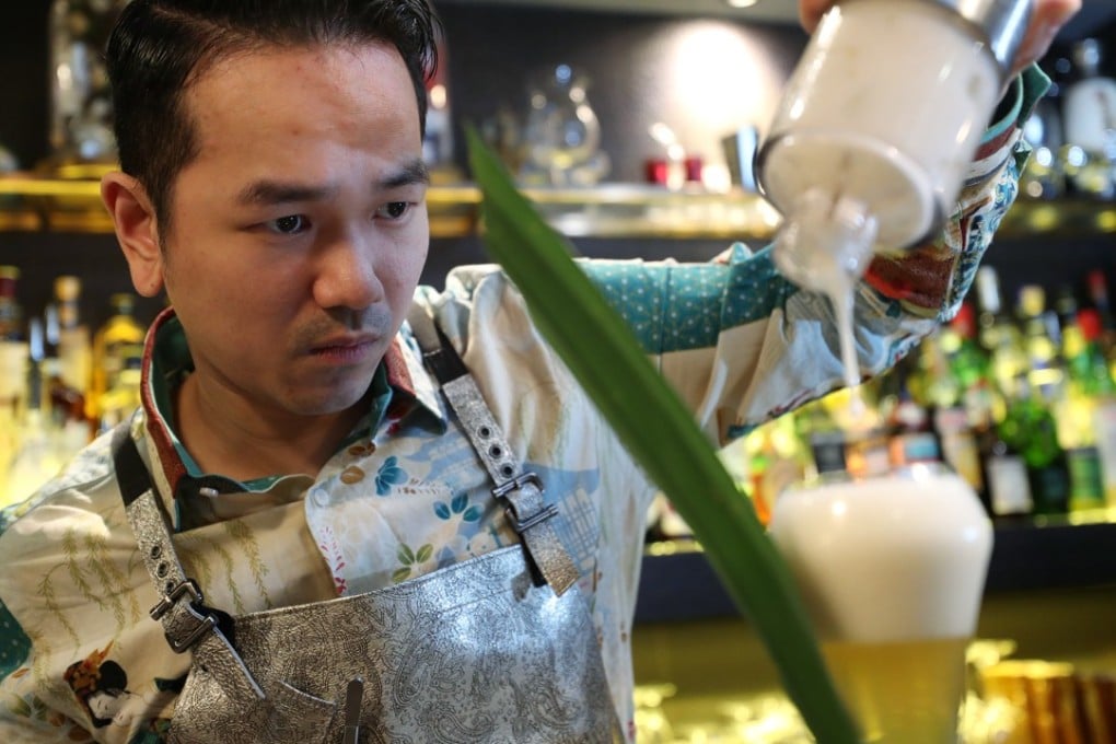 Antonio Lai makes a Morning Dew non-alcoholic cocktail at The Envoy in Central. Photo: Winson Wong