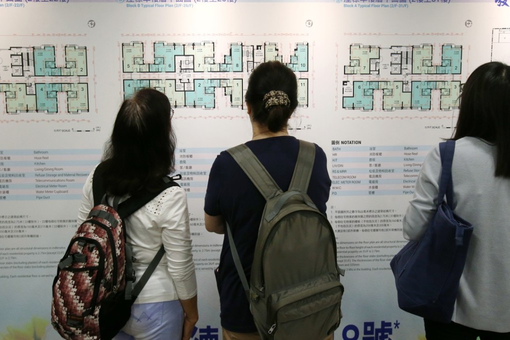 The layout plan for Kai Long Court in Kai Tak draws a crowd at Lok Fu. Photo: David Wong