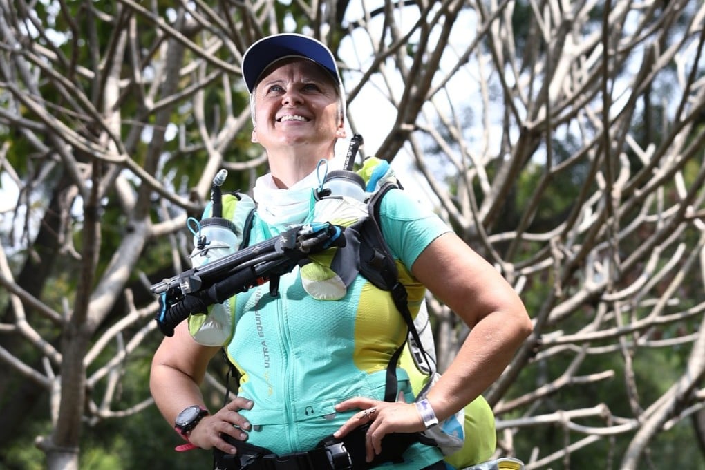 Trail runner Karin Holzschuher trains in Hong Kong wearing the gear she is running the 251km Marathon des Sables in. Photo: Nora Tam