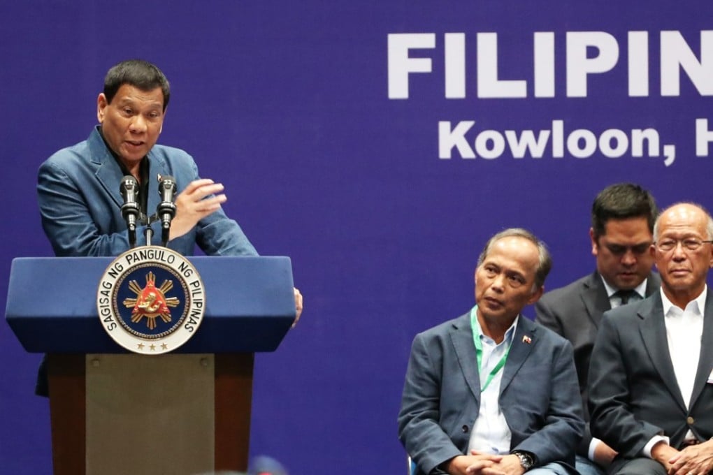 President Rodrigo Duterte meets the Filipino community at Kai Tak Cruise Terminal. Photo: K.Y. Cheng