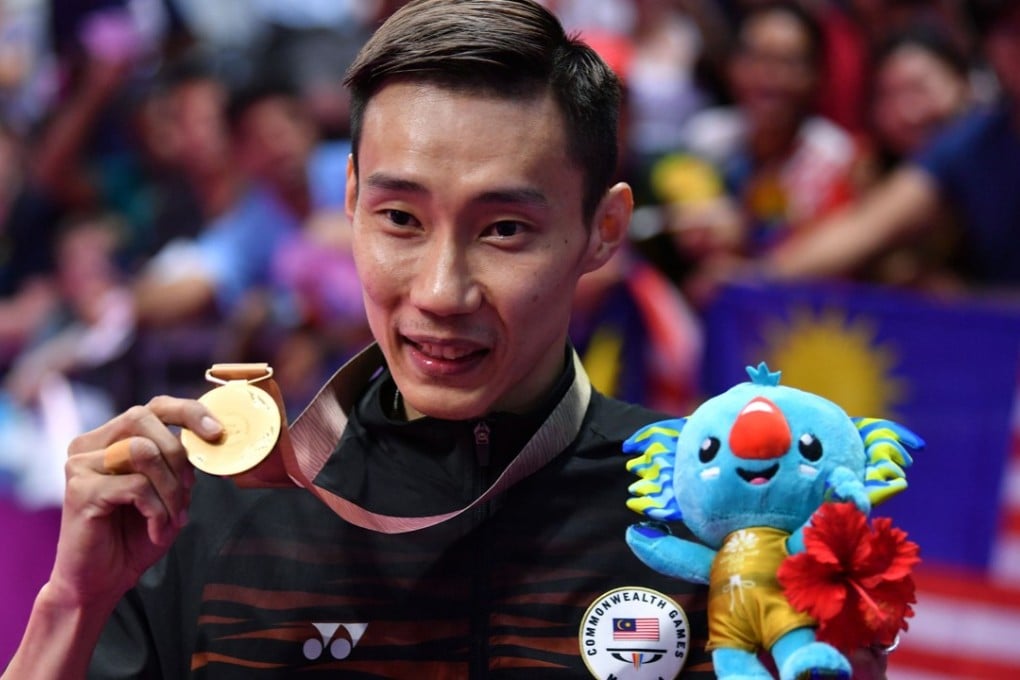 Lee Chong Wei holds his gold medal after beating India’s Srikanth Kidambi in their badminton men’s gold medal match at the 2018 Gold Coast Commonwealth Games. Photo: AFP