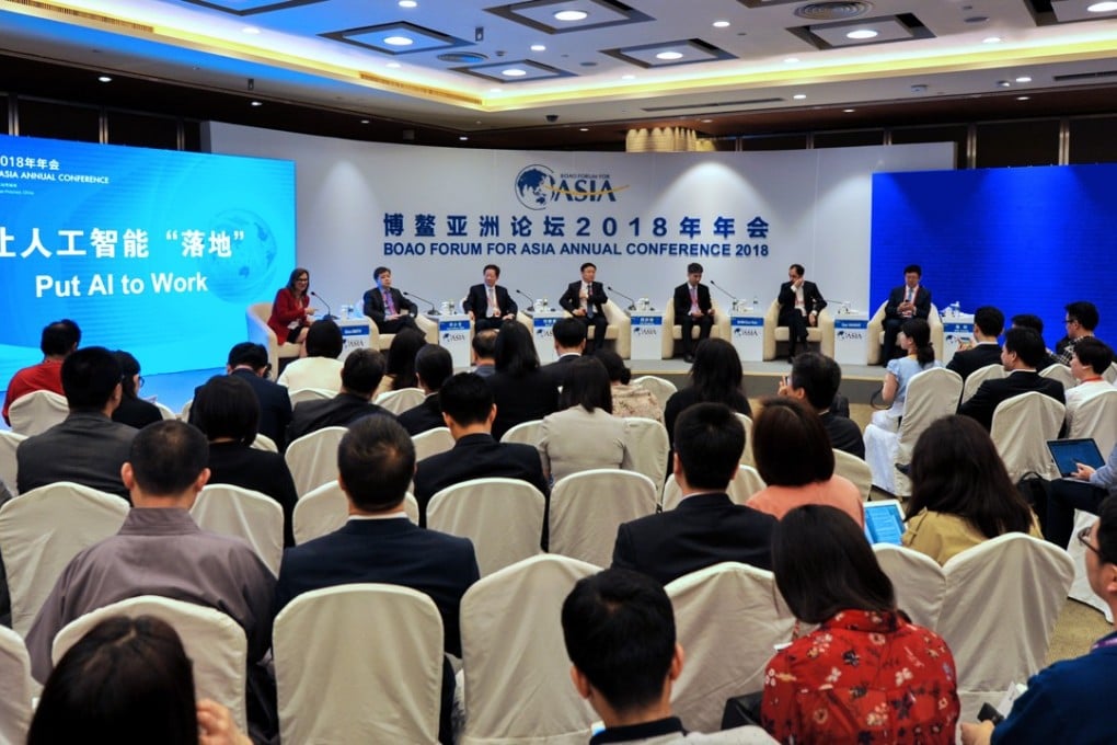 The artificial intelligence-powered simultaneous translation system from Tencent Holdings broke down and spouted gibberish in its debut at the Boao Forum for Asia conference in China's Hainan province last week. Photo: Xinhua