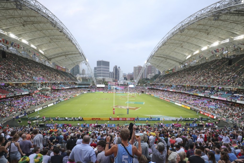South stand fans at the Hong Kong Sevens, at Hong Kong Stadium on April 6. Touts had trouble reselling tickets this year. Photo: Winson Wong