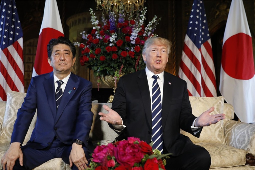 US President Donald Trump (pictured with Japanese Prime Minister Shinzo Abe on Monday before their bilateral meeting at Trump’s Mar-a-Lago estate in Palm Beach, Florida) has given his blessing for an end to the war between North and South Korea. Photo: Reuters
