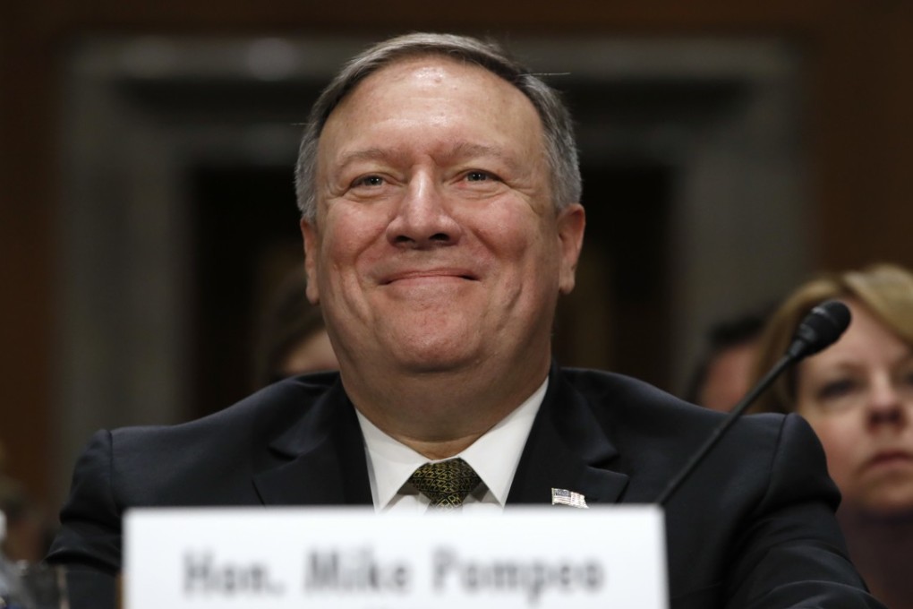 Secretary of State-designate and CIA director Mike Pompeo smiles after his introduction before the Senate Foreign Relations Committee during a confirmation onThursday, April 12. Photo: AP