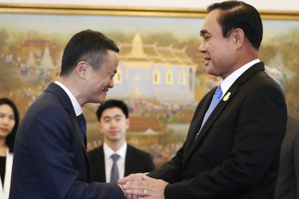Jack Ma, founder of Chinese e-commerce giant Alibaba, with Thailand’s Prime Minister Prayuth Chan-ocha in Bangkok. Photo: AP