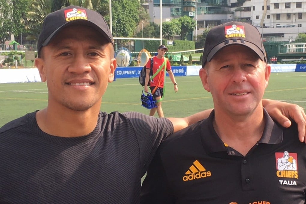 Chiefs’ player Tim Nanai-Williams and high performance manager Chris Tindall at Happy Valley. Photo: Sam Agars