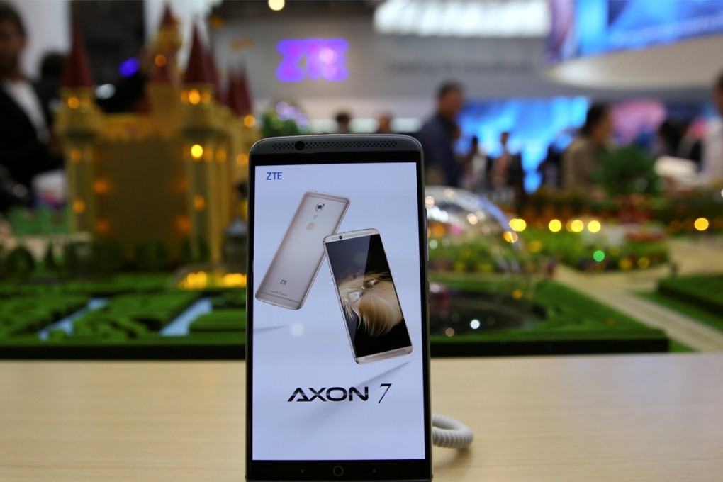 ZTE display their Axon7 device during the Mobile World Congress in Barcelona. Photo: Reuters
