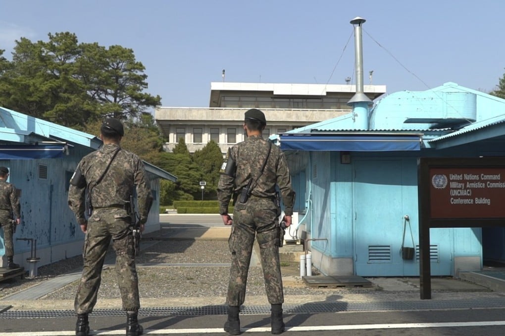 Soldiers in South Korea face the North in the Joint Security Area, in the border village of Panmunjom. Photo: Chris Healy