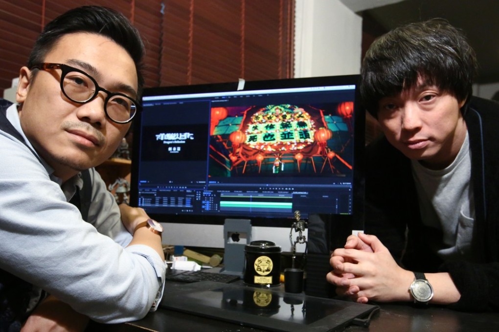 (From left) Lee Kwok-wai and Kong Kee presenting their animation project. Photo: Edmond So