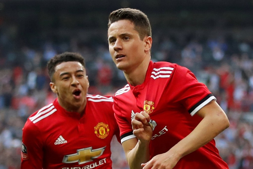 Manchester United's Ander Herrera celebrates scoring their second goal against Chelsea. Photo: Reuters