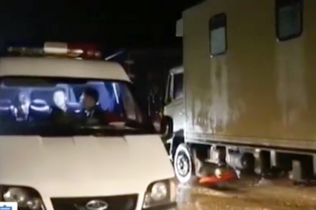 CCTV broadcast footage of the crash site in North Korea where 32 Chinese tourists have been killed. Photo: CCTV