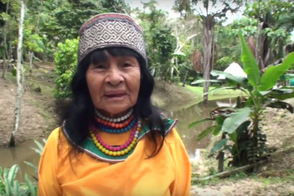 Screenshot of Olivia Arevalo Lomas, a traditional healer in Peru’s Amazon, in a video called ‘Ikaro by Maestra Olivia’ posted by Temple of the Way of Light in 2009. Photo: Youtube