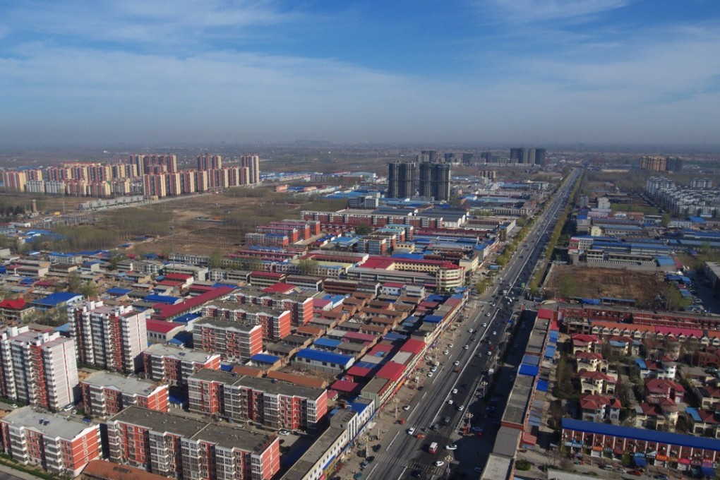 Aerial photo shows part of the Xiongan New Area economic zone in the northern province of Hebei province. China’s master plan for this zone includes the adoption of blockchain technology to help transform the area into a smart city. Photo: Xinhua