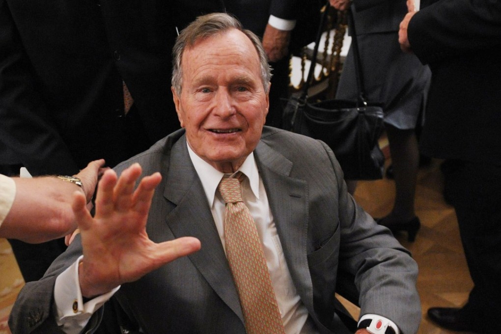 Former President George HW Bush has been hospitalised in Houston with an infection, just after attending the funeral of his wife, Barbara, a spokesman said on Monday. Photo: AFP