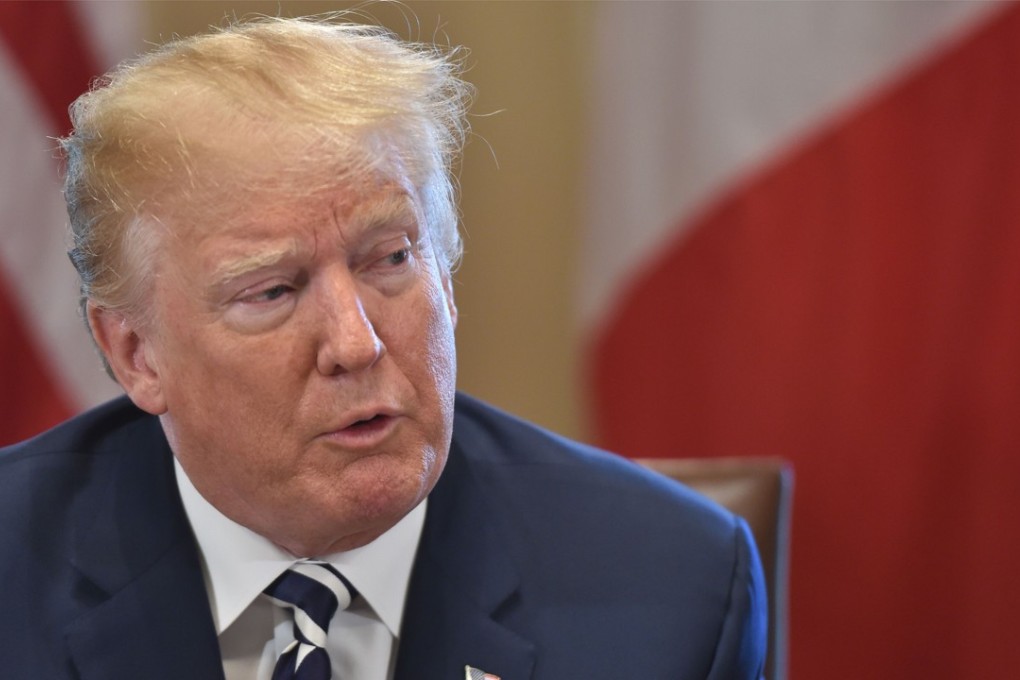 Donald Trump speaks during a meeting with French President Emmanuel Macron at the White House in Washington on Tuesday. Photo: AFP