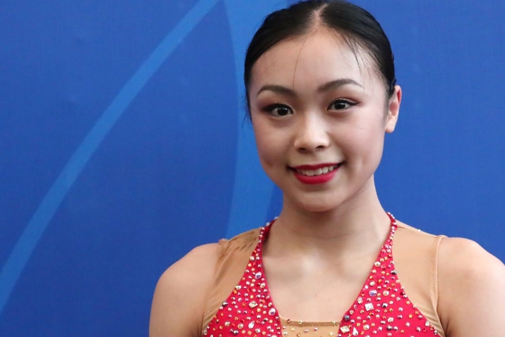 Christy Leung Yi celebrates her victory at the Hong Kong Ice Skating Championships at Festival Walk. Photo: Jonathan Wong