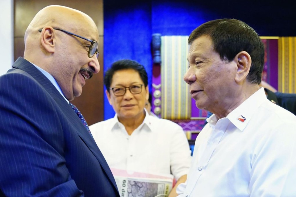 Philippine President Rodrigo Duterte meets Kuwaiti Ambassador to the Philippines Musaed Saleh Ahmad Althwaikh. The Philippines has apologised after videos showed embassy staff rescuing maids in Kuwait. Photo: AFP