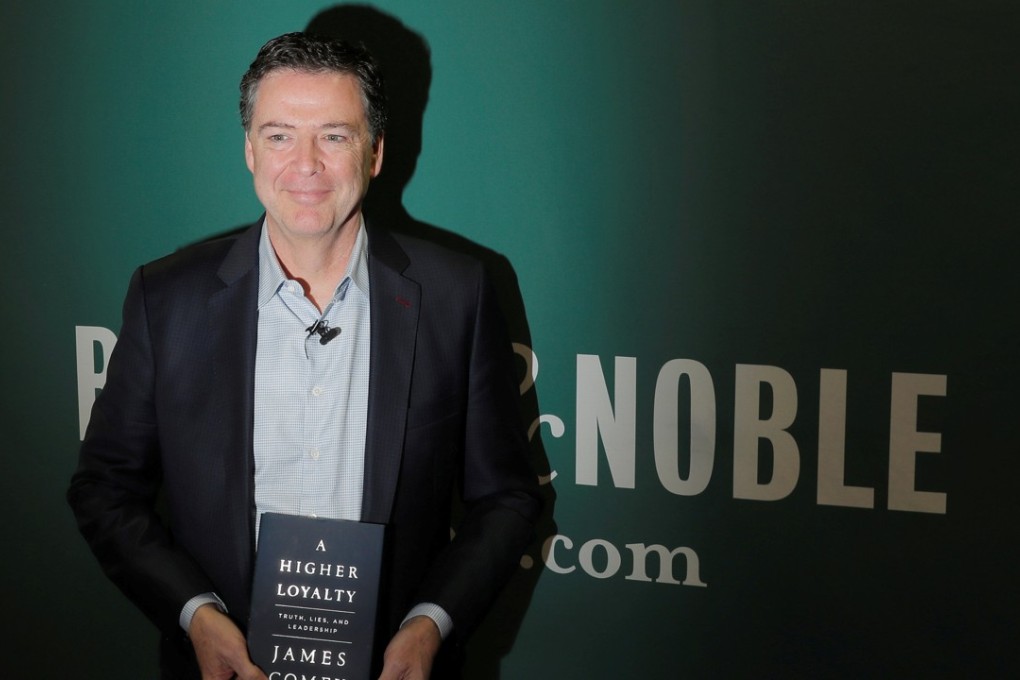 Former FBI Director James Comey arrives to speak about his book “A Higher Loyalty” in New York on April 18. Photo: Reuters
