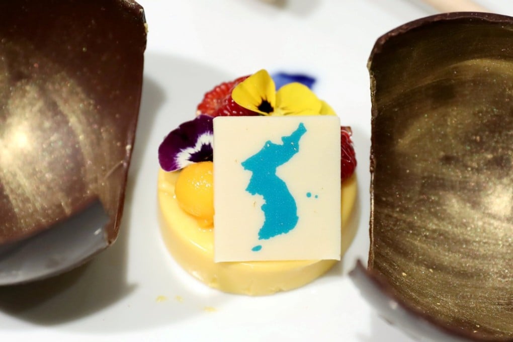 A dessert that will be served at the inter-Korean summit banquet, and which Japan has expressed opposition to because of its inclusion of disputed islands. Photo: Reuters