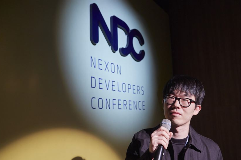 Kang Dae-hyun, vice president of Nexon Korea, delivers a keynote speech during the Nexon Developers Conference held at the company building in Pangyo, Gyeonggi Province. Photo: Nexon Korea