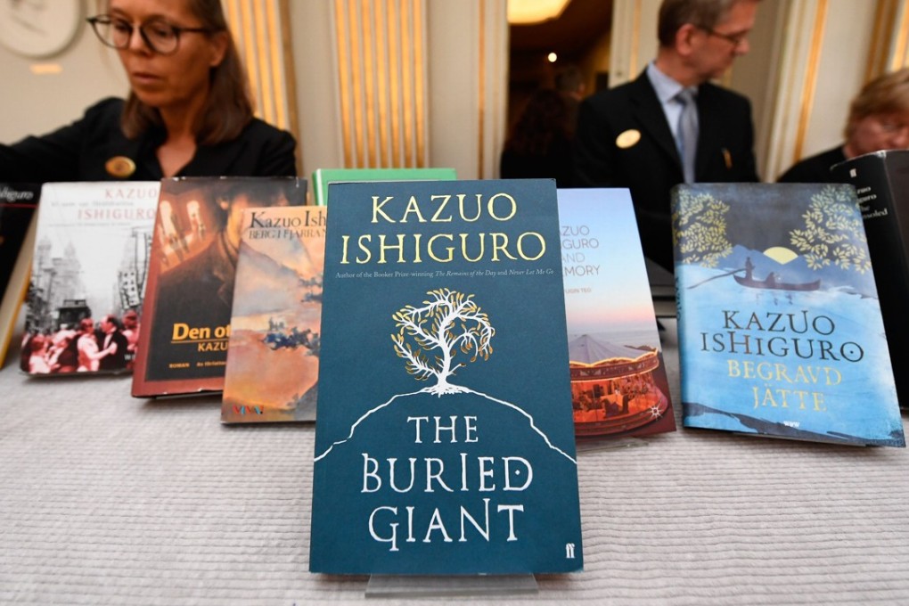 Books by British writer Kazuo Ishiguro on display at the Swedish Academy in Stockholm, Sweden. Photo: AFP
