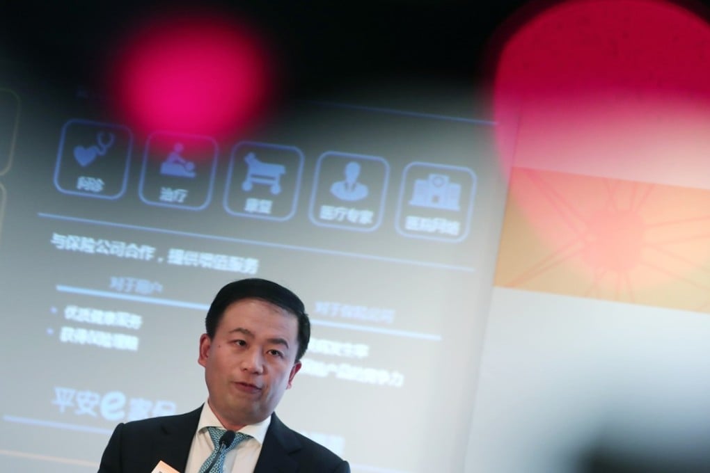 Wang Tao, chief executive of Ping An Healthcare and Technology, announces the company’s IPO during a press conference on April 22. Photo: Jonathan Wong