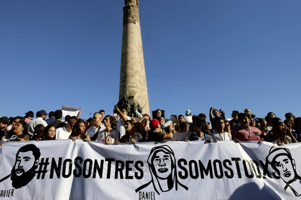 Mexican students take part in a massive protest against violence in Mexico and the murder of three film students in Guadalajara, Mexico, on April 26, 2018. Photo: AFP