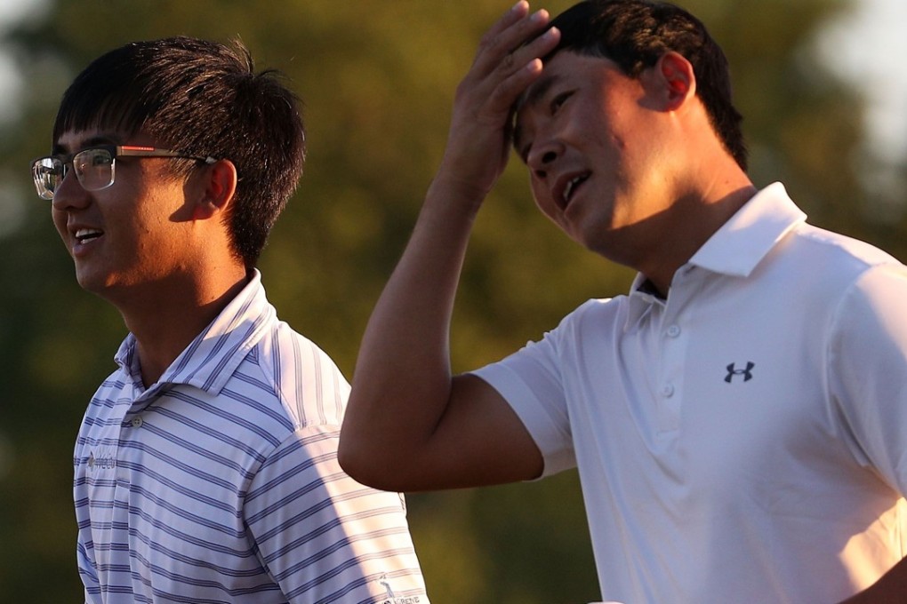 Dou Zecheng (left) and Zhang Xinjun are the first two players from China to hold PGA Tour membership. Photos: AFP