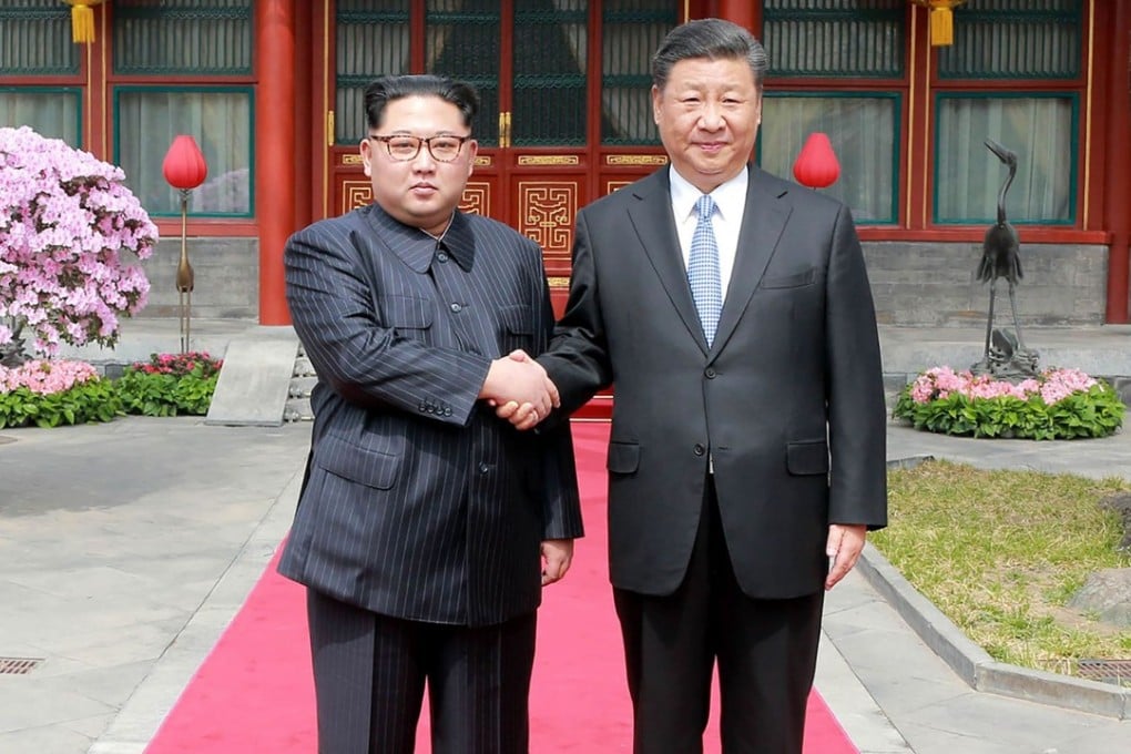 Kim Jong-un (left) travelled to Beijing to meet Xi Jinping last month and Xi reportedly plans to visit Pyongyang, possibly in June. Photo: AFP / KCNA via KNS