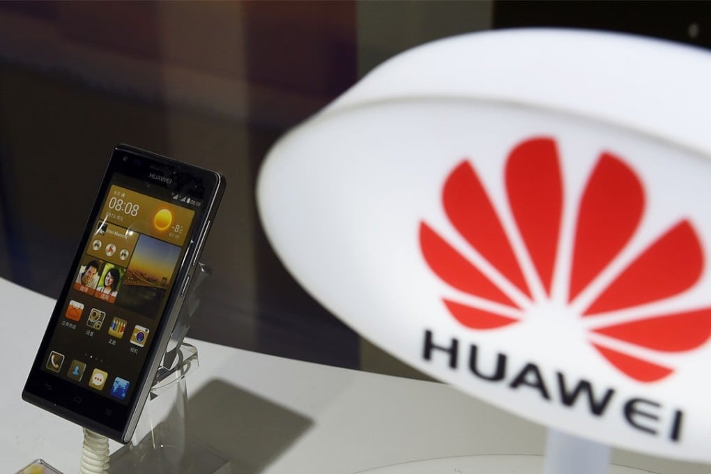 A mobile phone made by Chinese telecom equipment maker Huawei displayed in a store in Beijing.