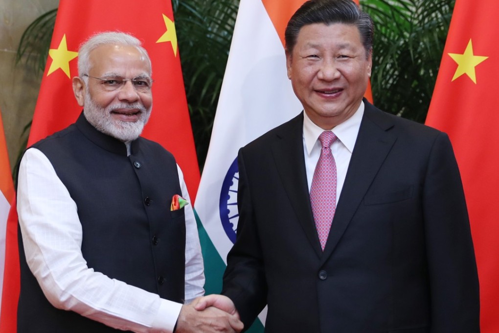 Indian Prime Minister Narendra Modi with Chinese President Xi Jinping in Wuhan, the capital of central China's Hubei Province. Photo: Xinhua