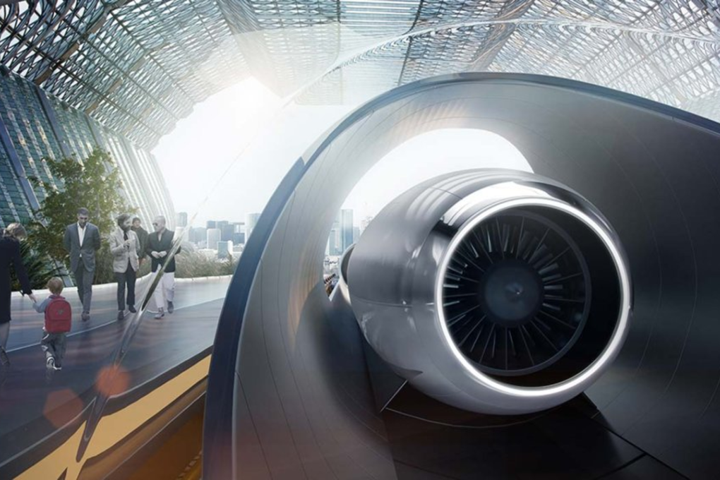 A rendering of a Hyperloop by Hyperloop Transportation Technologies. Photo: Hyperloop Transportation Technologiesvailable.