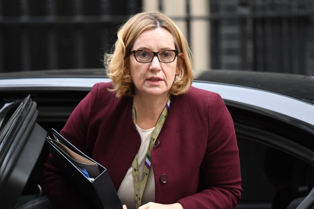 Britain's Home Secretary Amber Rudd arrives to attend a Cabinet meeting at Downing Street in central London in this April 24 file photo. Photo: EPA