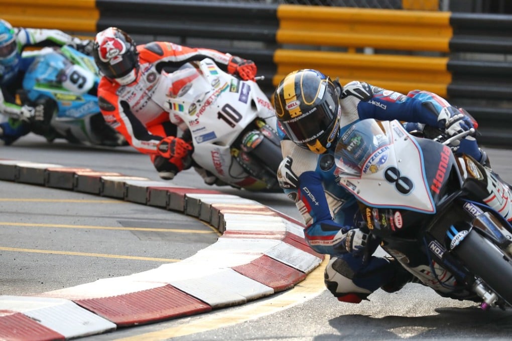 Daniel Hegarty of Topgun Racing (No 8) during last year’s Macau Motorcycle Grand Prix. Photo: Nora Tam
