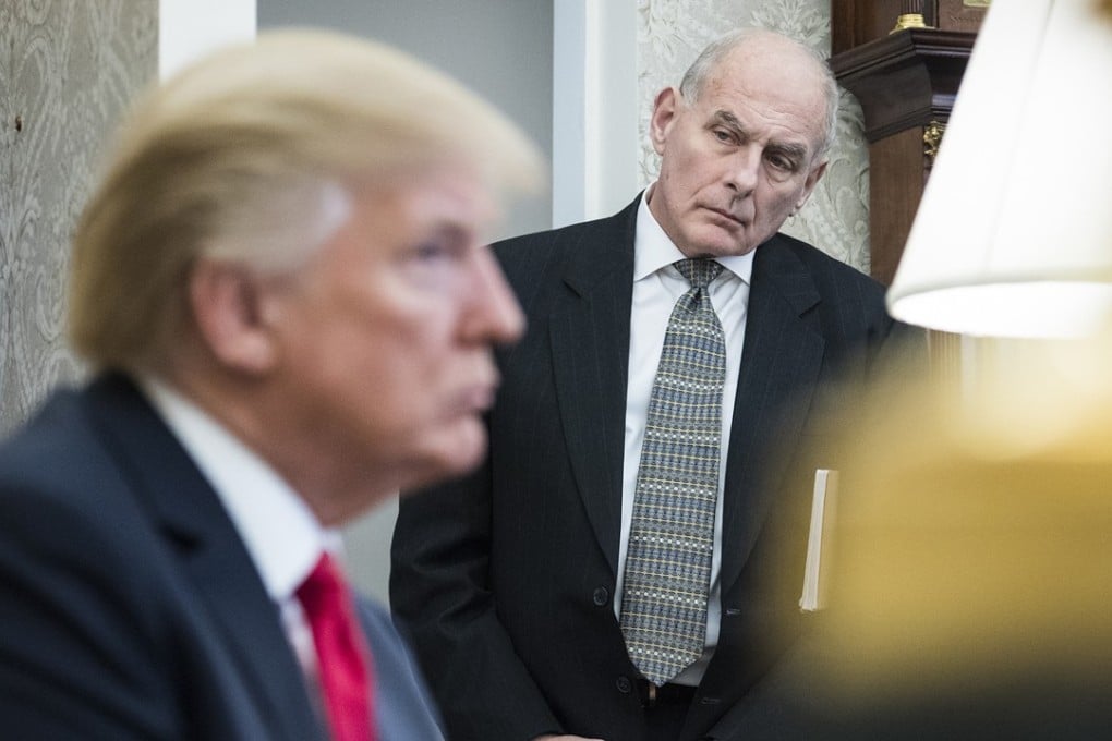 White House Chief of Staff John Kelly watches as US President Donald Trump speaks in the Oval Office on February 2. Photo: Washington Post