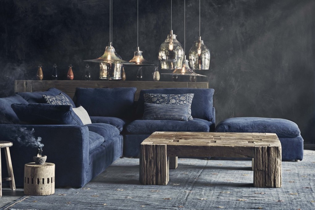 British designer Timothy Oulton turned to natural materials, working with Chinese indigo dye craftsmen in a remote village to create fabric for his Noble Souls sofa range shown in Milan.