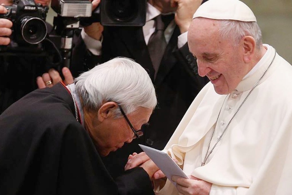 Retired Hong Kong cardinal Joseph Zen Ze-kiun meets Pope Francis at the Vatican in January. Photo: Facebook