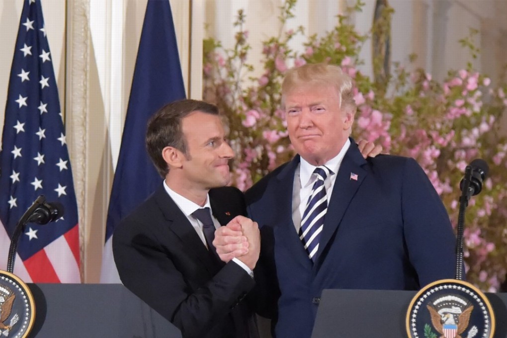 French President Emmanuel Macron and US President Donald Trump attend a press conference at the White House in Washington on April 24. The seemingly warm relationship between the two leaders is in stark contrast to the differences between the US and Europe on a range of policy issues, particularly trade. Photo: Xinhua