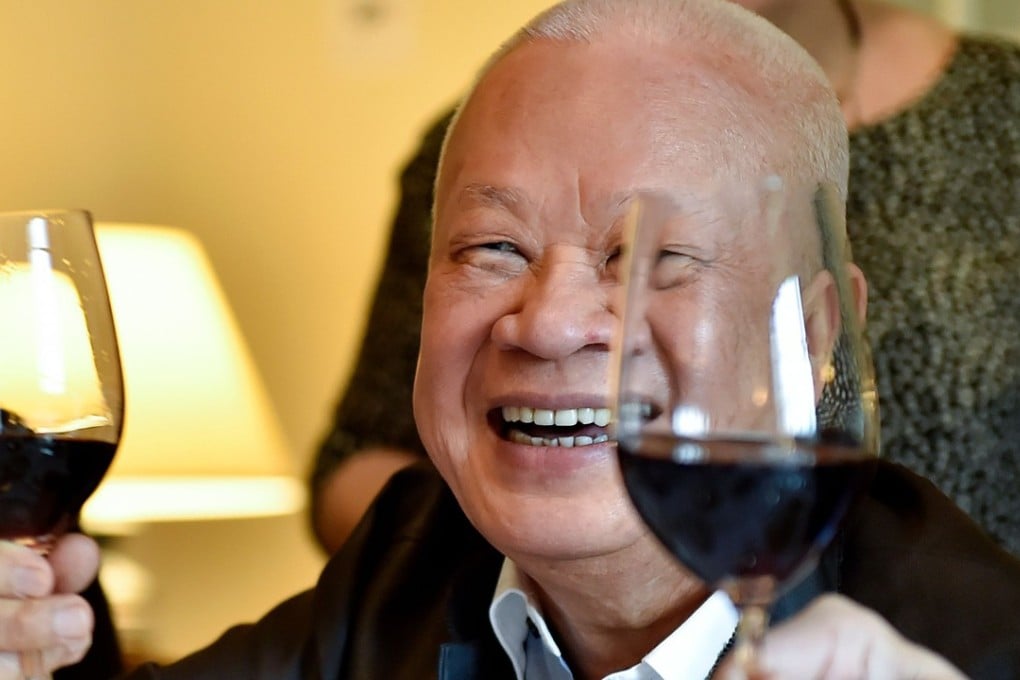 Hong Kong billionaire Peter Kwok tastes wine during a lunch at his Chateau Bellefont-Belcier, in Saint-Laurent-des-Combes, on April 11, 2018. Photo: Agence France-Presse
