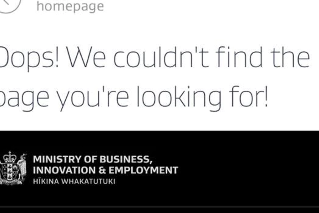 People who click on the INZ link will find this notice. Photo: New Zealand Herald