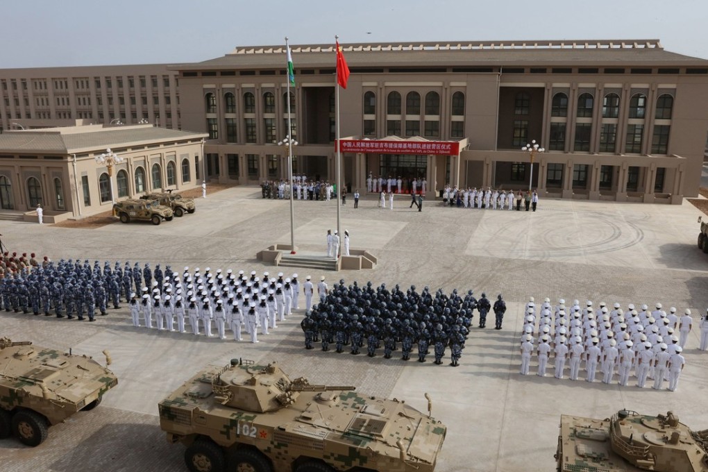 This photo taken on August 1, 2017 shows Chinese People's Liberation Army personnel attending the opening ceremony of China's new military base in Djibouti. Photo: AFP