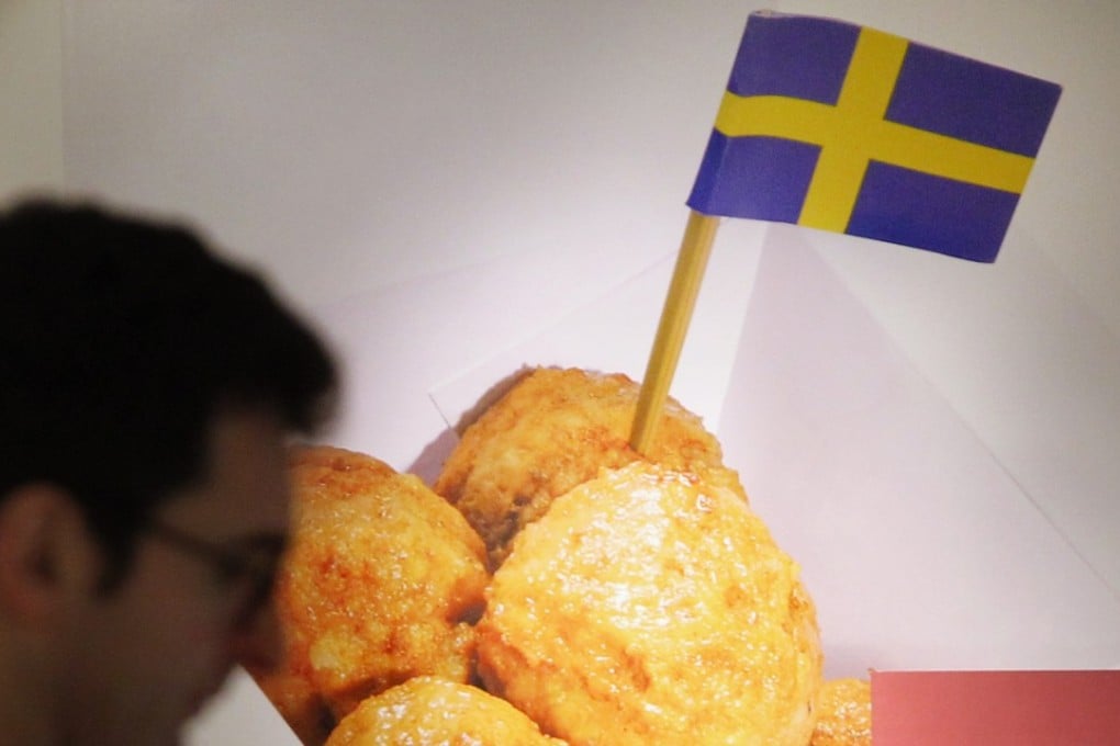 Proudly Swedish, until now: A poster advertising Ikea meatballs at the company’s store in Causeway Bay, Hong Kong. Photo: May Tse