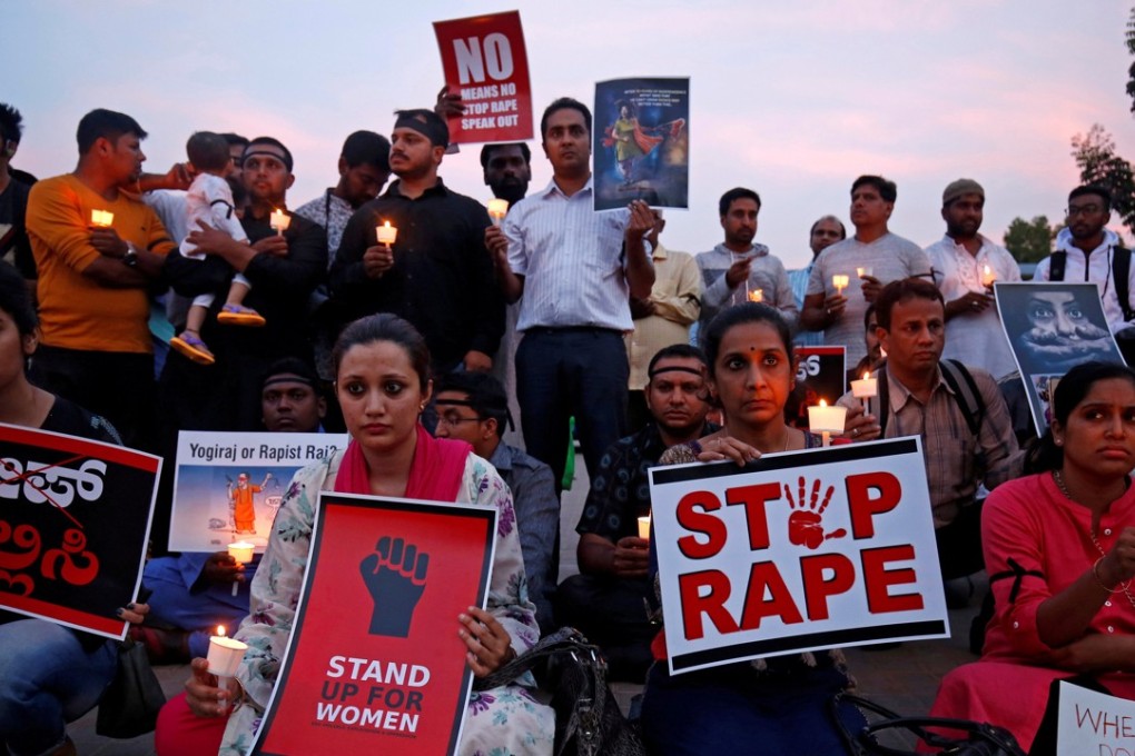 Indians protest the rape of an eight-year-old girl in Kathua near Jammu. Photo: Reuters