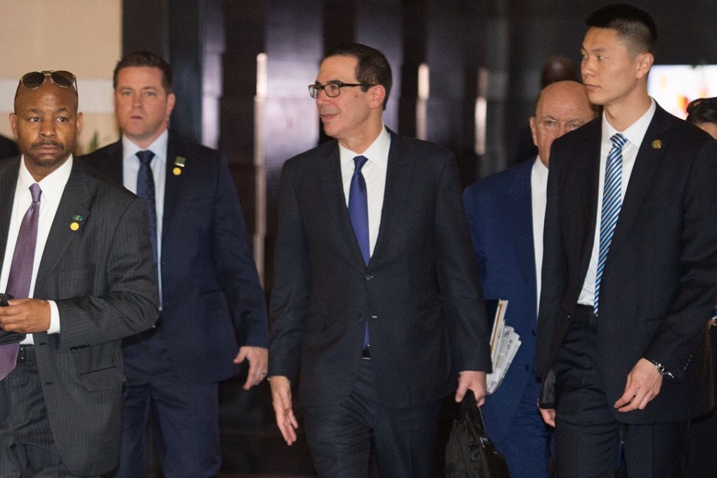 US Treasury Secretary Steven Mnuchin (centre) led US officials in two days of trade talks with their Chinese counterparts. Photo: AFP