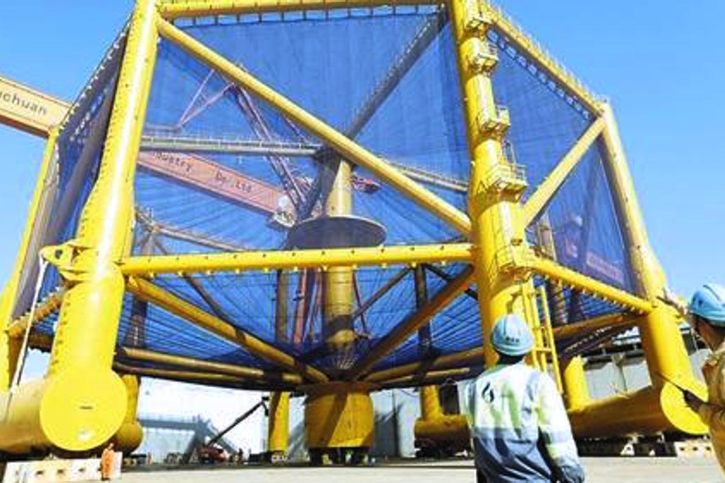 Deep Blue No 1 deep-sea cage will be deployed off the coast of Shandong province to farm salmon. Photo: Guancha.cn