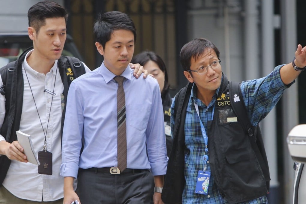 Lawmaker Ted Hui is taken to Wan Chai Police Station following his arrest on Saturday morning. Photo: Winson Wong