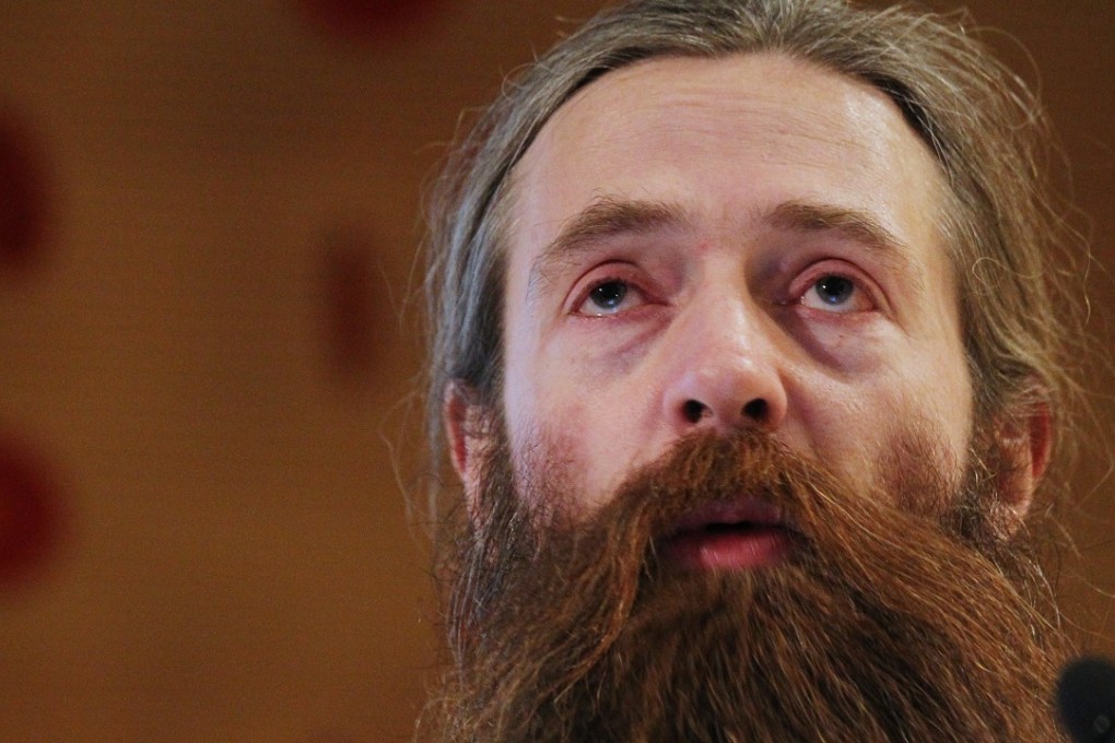 Aubrey de Grey speaking about the science behind human beings living forever in Hong Kong, December 2011. Photo: SCMP