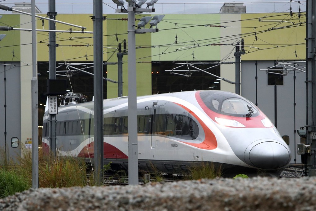 Hong Kong express rail out for a test run in Shek Kong in April. Photo: Winson Wong